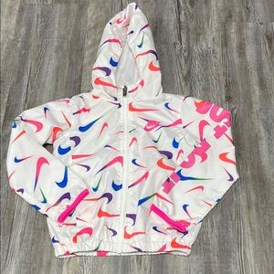 Nike White Jacket with Colorful Swooshes